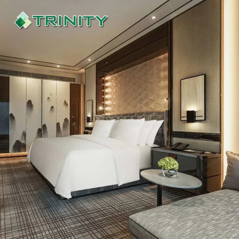Custom Made 5 Star Modern Luxury Hotel Bed Room Furniture Bedroom Set Foshan Hotel Furniture