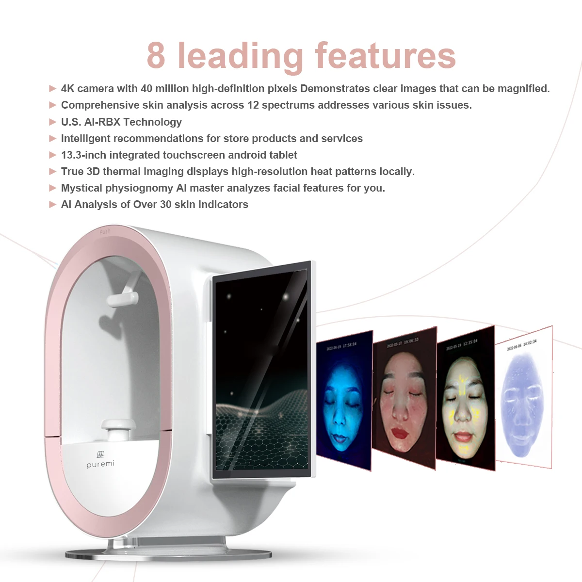 2024 Home Beauty Device 2025 Facial Skin Analysis Machine Whitening Dermatoscope Skin Analyzer Machine