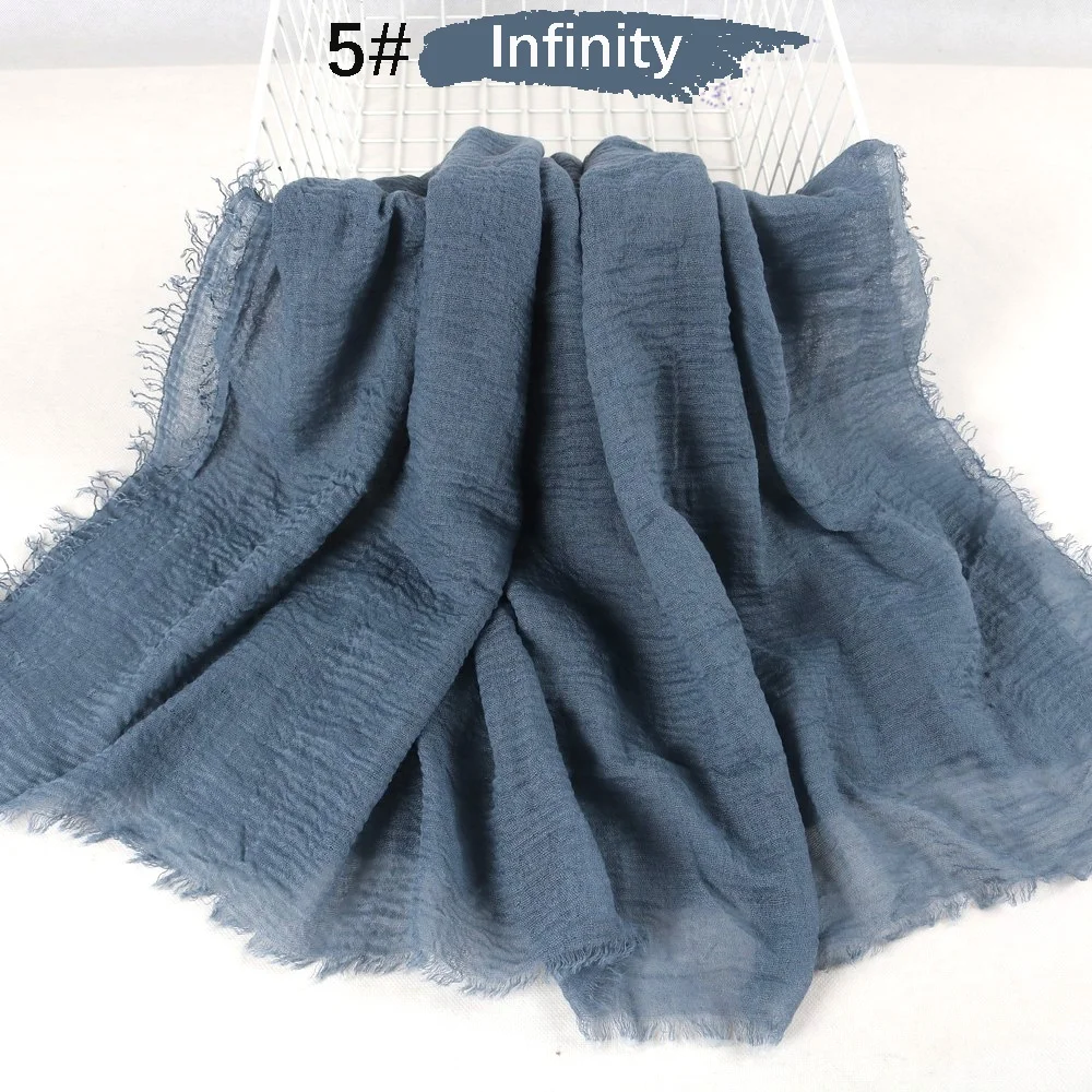 Однотонный длинный мусульманский хиджаб, шарфы, простые шарфы, мягкая хлопковая потертая дышащая повязка на голову, хиджаб, другие шарфы