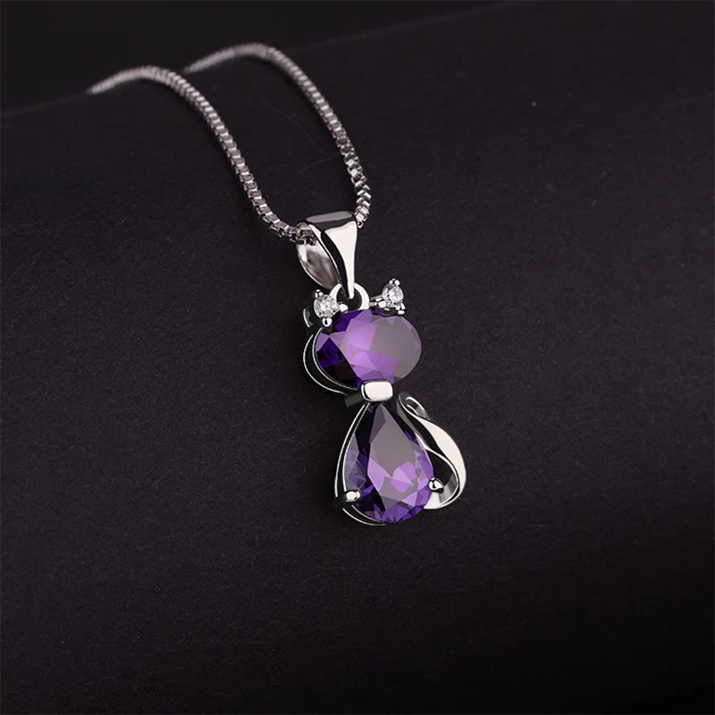 Mascot Wholesale 925 Sterling Silver Pendant Necklace Cz Cat Design Jewelry Pendant Gift Shenzhen for Women Zircon IGI Oval Cut