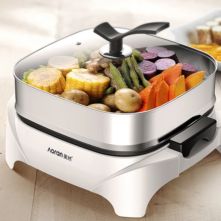 Аксессуары для кухни 1500W с антипригарным покрытием, многофункциональный Электрический духовой шкаф горячий горшок электрические плиты