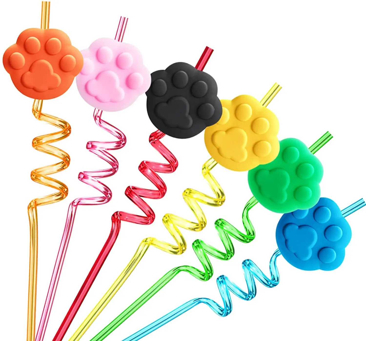 Fashion Bar Accessories Buckle Personality Patch Food Grade Pet Art Cute Reusable Flexible Cartoon Silicone Drinking Straws