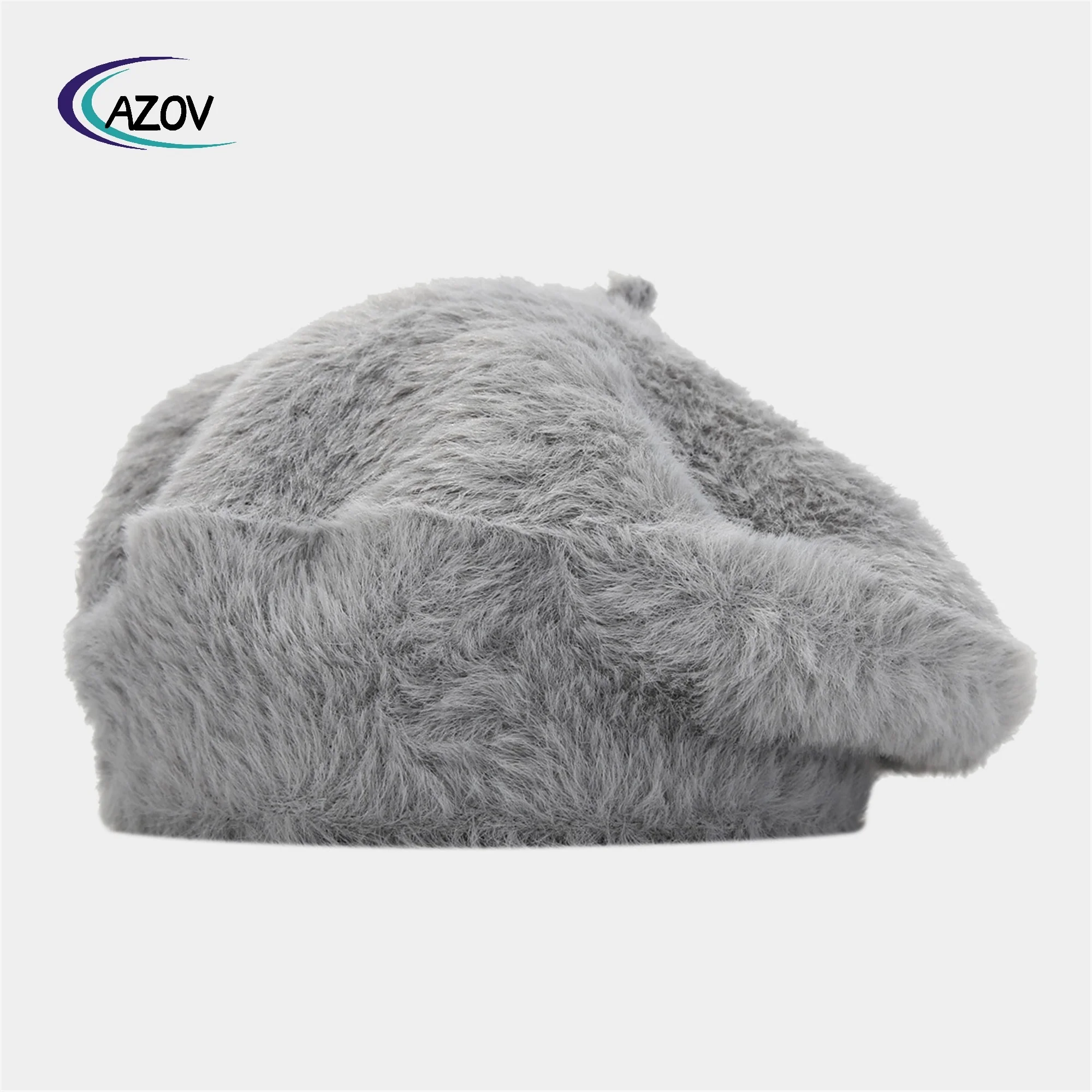 new fashionable thick warm mink beret female retro simplicity solid color painter cap