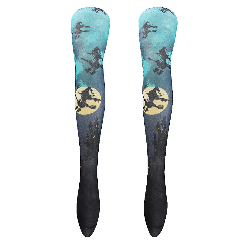 Unisex 3D Digital Printing Heat Transfer Stockings Cosplay Knee High Halloween Socks