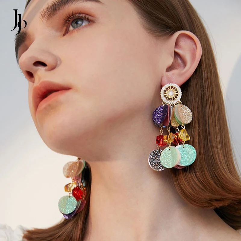 JOJO Fashion 2024 colorful hawaiian earrings Summer beach holiday style glitter pendant boho earrings