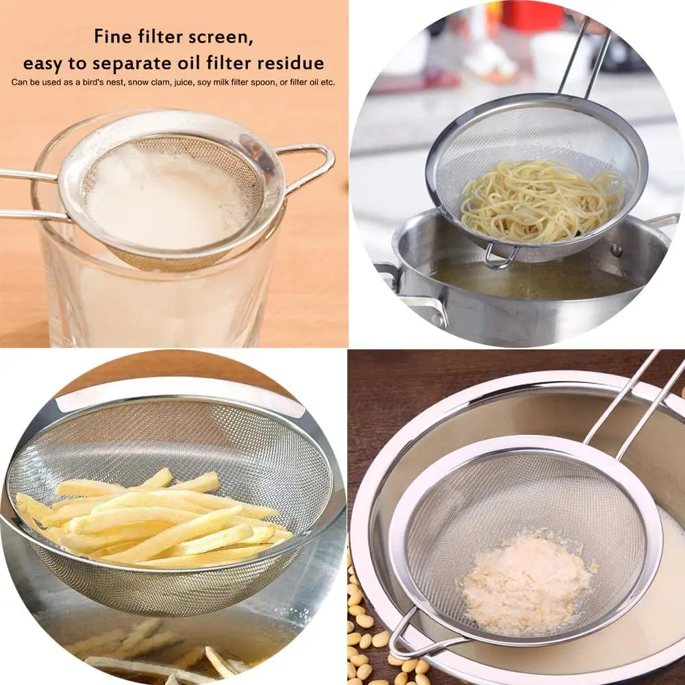 Stainless Steel Kitchen Flour Screen Mesh Strainer Kitchen Utensils Mesh Sieve Strainer
