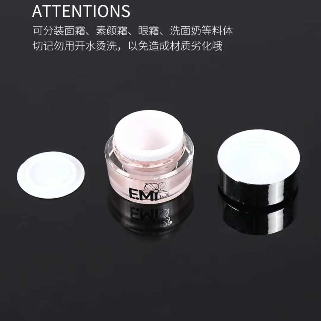 15g  20g 30g 50g  pink cylinder round shape acrylic cream jar / cosmetic jar / eye cream container for skin care