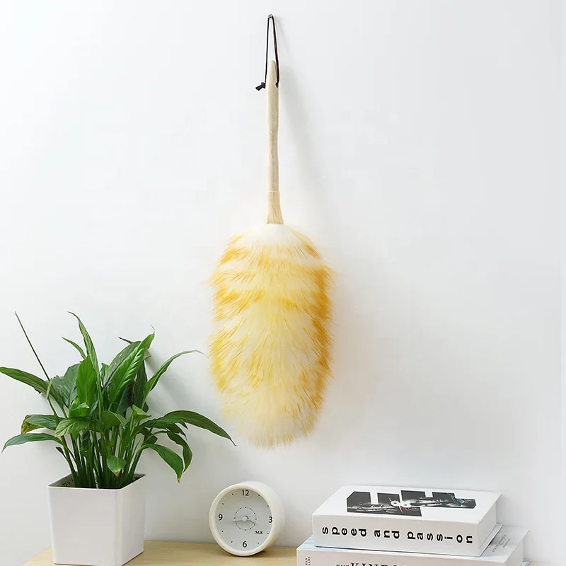 Wooden Handle and Eco-Friendly Reusable Handheld Wool Duster