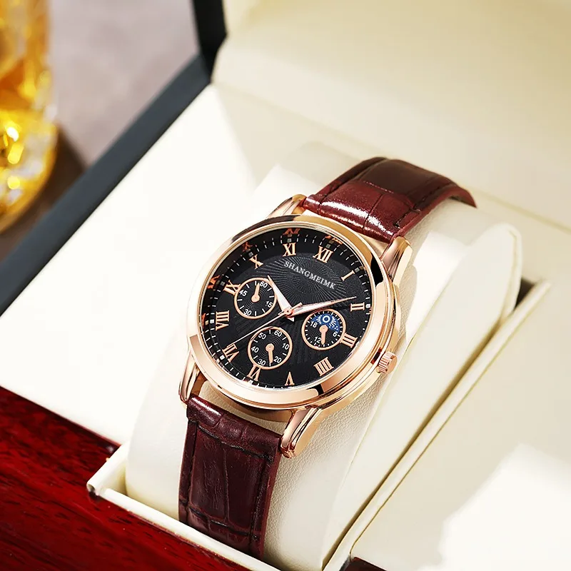 New Mens Watches Top Brand Luxury Men Sport Waterproof Clock Watch Relogio Brown Leather Casual Quartz Watch