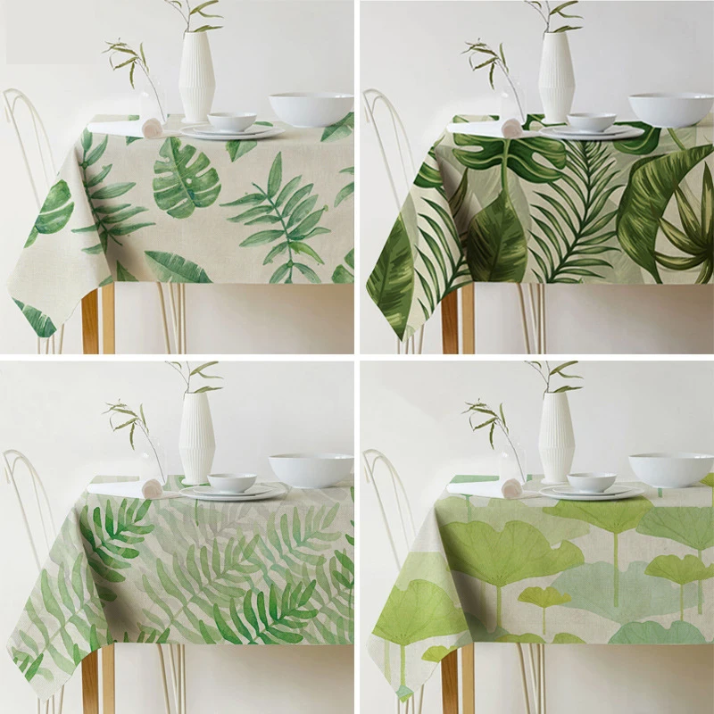 Green Palm Leaves Rectangular Tablecloth Tropical Plant Landscape Tablecloth Home Decor Dining Room Kitchen Travel Living Room