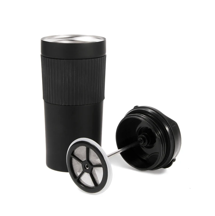Oudon Travel Vacuum Insulated French Press Coffee Mug Tumbler with Coffee Press Plunger
