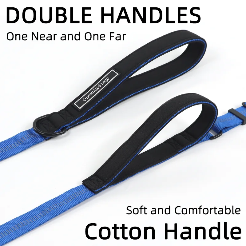 Fashion Pet Supplies Designers Luxury Oem Custom Dog Leash Set Reflective Neoprene Double Handle Dog Pet Leash