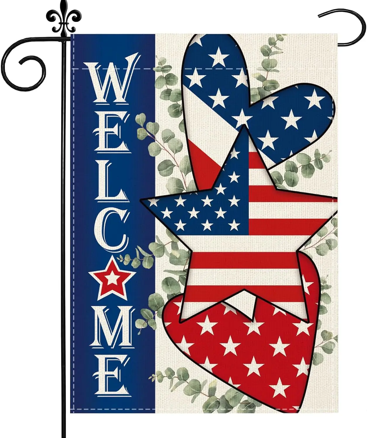 July 4th Garden Banner 12x18 inch Double Patriotic Garden Flag Red and Blue Independence Day Garden Flag  Summer Courtyard Flag