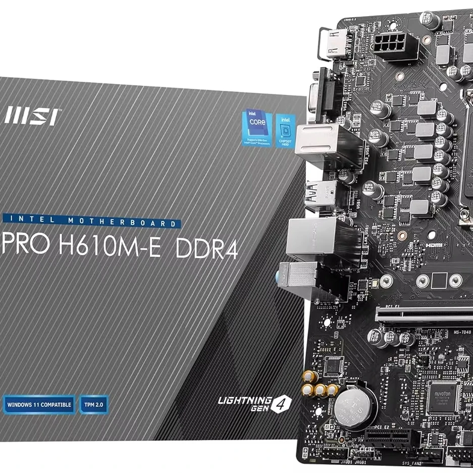 For MSI PRO H610M-E DDR4 LGA 1700 DDR4 micro ATX 64GB Memory Motherboard - Black  LGA1700 DDR4 Intel H610 desktop motherboard