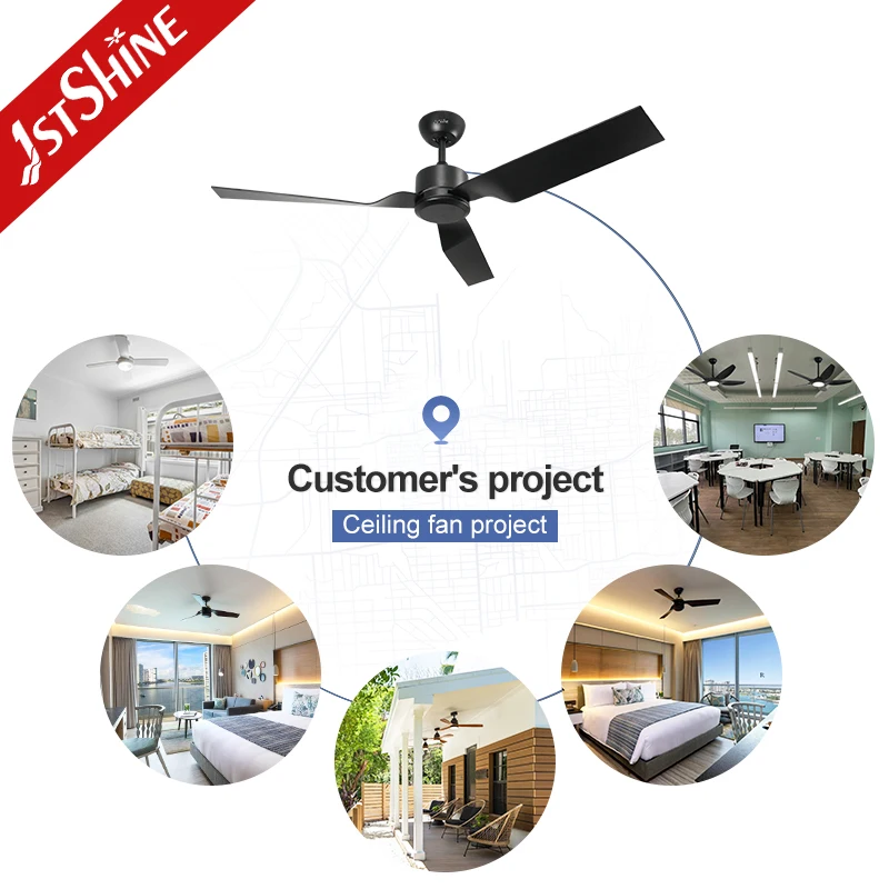1stshine Ceiling Fan Industrial 52 Inches Black Abs Blades Dc Motor Remote Control Ceiling Fan