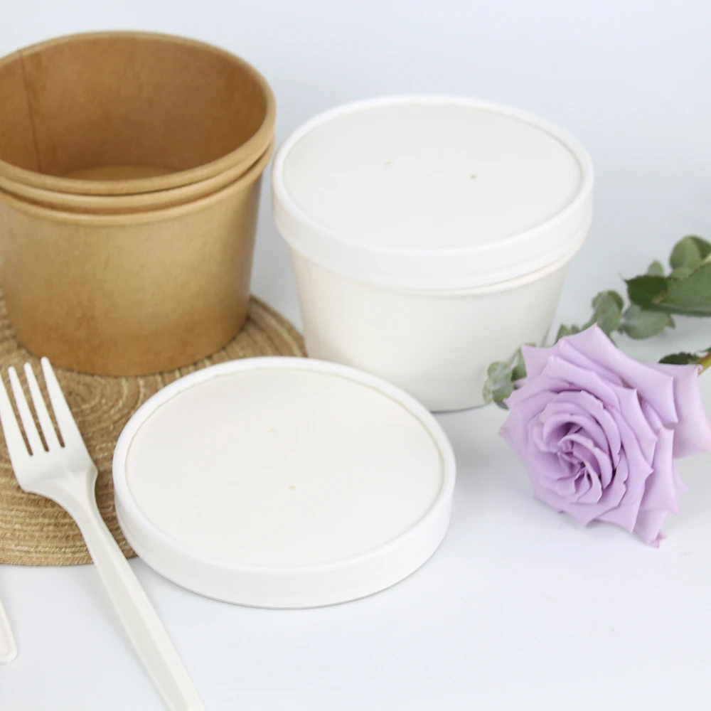 Custom Big Small Round Brown White Disposable To Go Biodegradable Take Away Disposable Cups For Soup