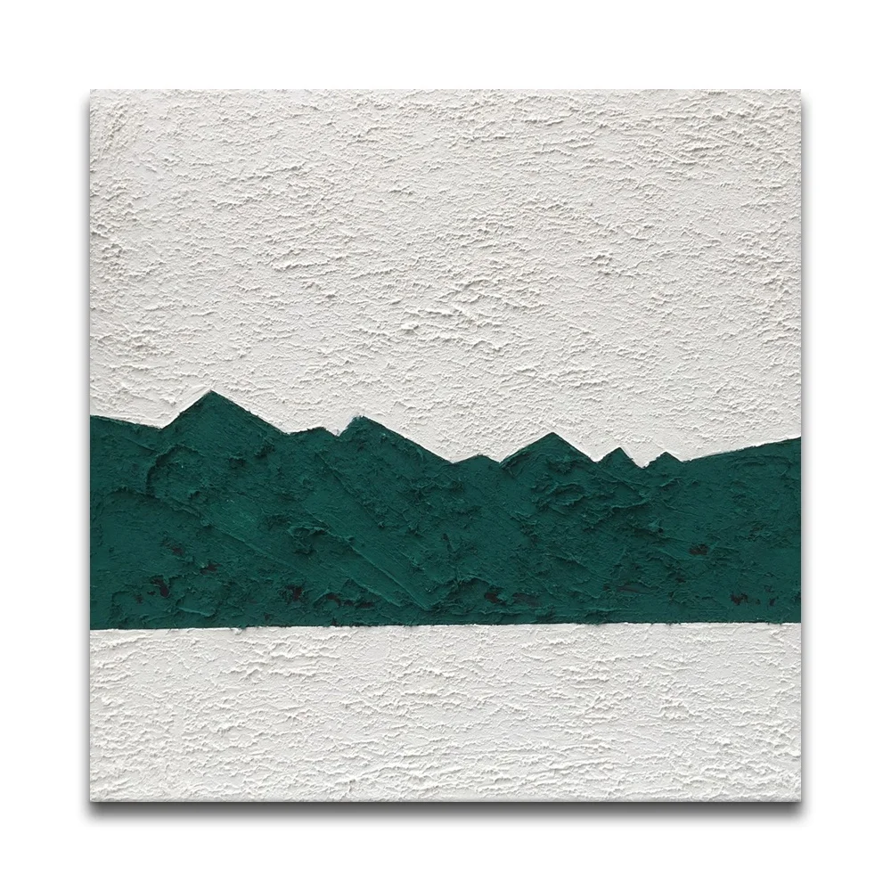 Modern Abstract Design Green Canvas Handmade Wall Art Simple Thick Texture Oil Paintings for Living Room
