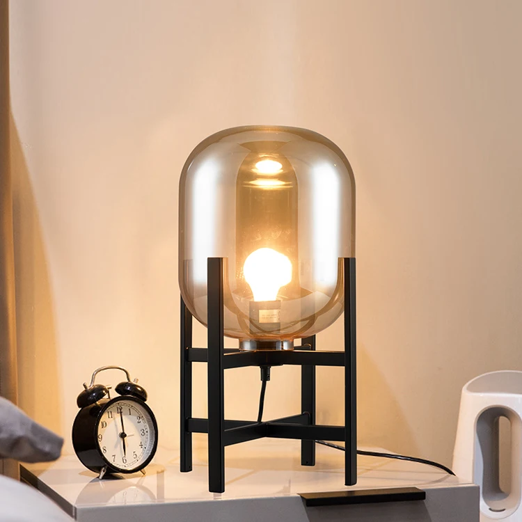 Nordic Design Modern Simple Style Indoor Loft Coffee Shop Reading Led Amber Stand Led Table Lamp