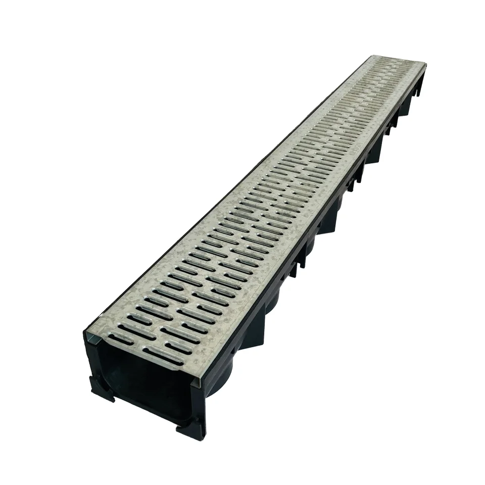 Modern Linear Strainer Long Drainer with Galvanized Grate Polished PP and Zinc Bathroom and Kitchen Drainage Channel