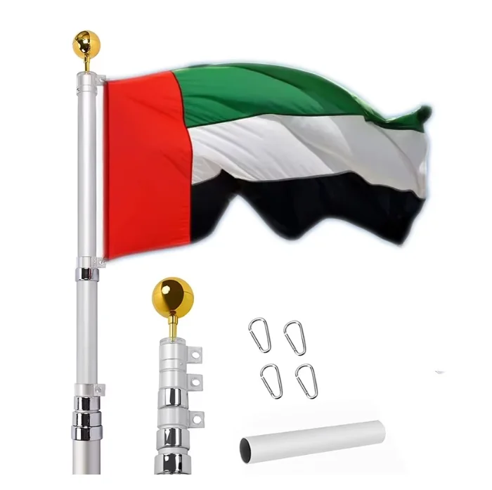 25ft Aluminum Telescoping Flagpole Multistage Poles Outdoor wind Resistant Extra Heavy Duty Ground Adjustable Retractable Poles
