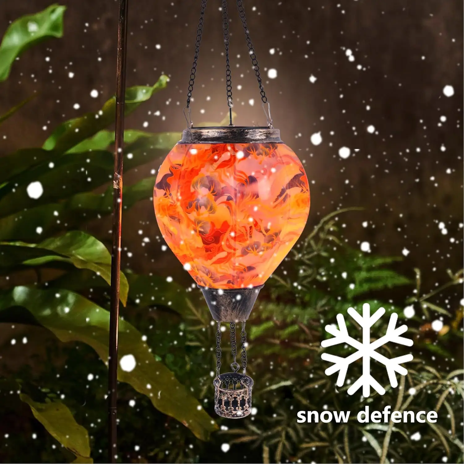 Outdoor porch party garden terrace Plastic Marbled Colors Flickering flame waterproof hanging light solar hot balloon