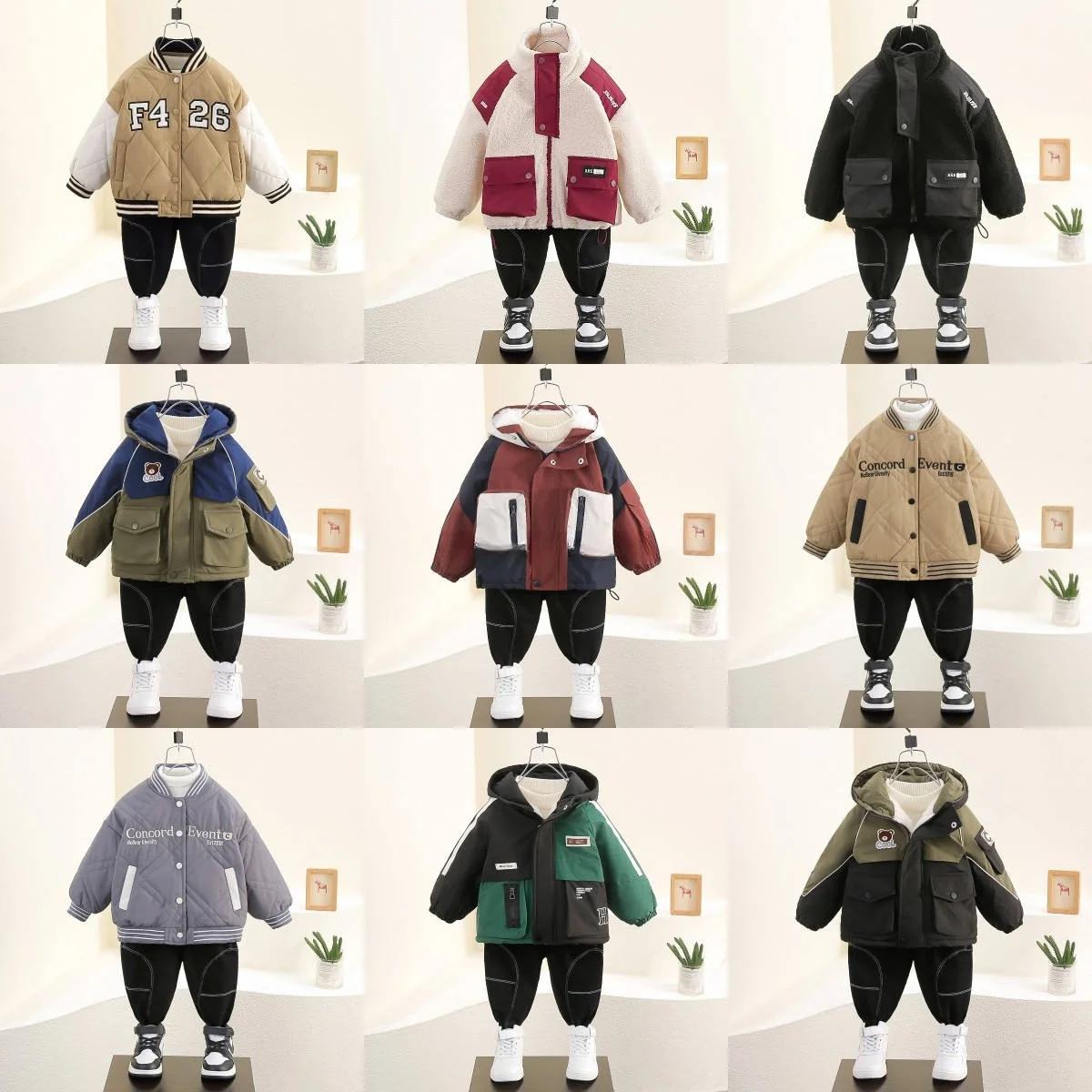 High quality stylish zipper clothes for boys hooded clothes for kids Winter jackets