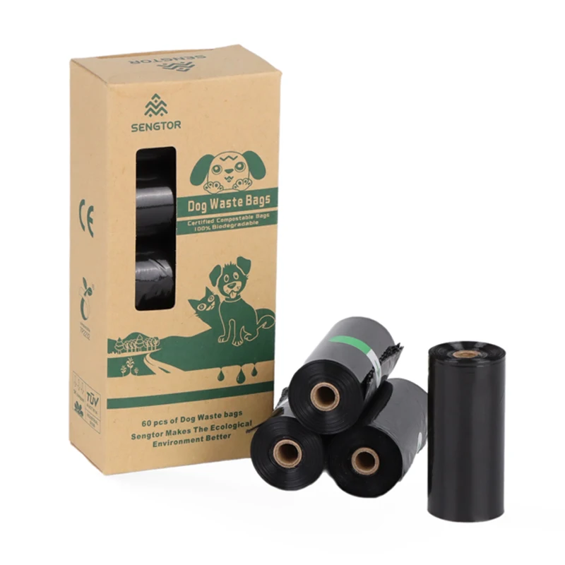 Custom Print Outdoor Portable Compostable Dopy poop Bag Heavy Duty Bio Poo Bags Biodegradable Dog Poop Bag