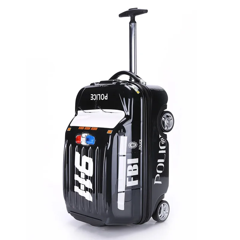 Модный новый кейс для посадки милый мультяшный автомобиль 911 Детский чемодан на колесиках однотонный