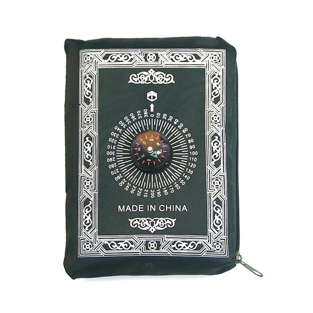 Bulk wholesale islam mosque travel prayer mat with compass Qibla finder with booklet portable pocket prayer mat for muslim