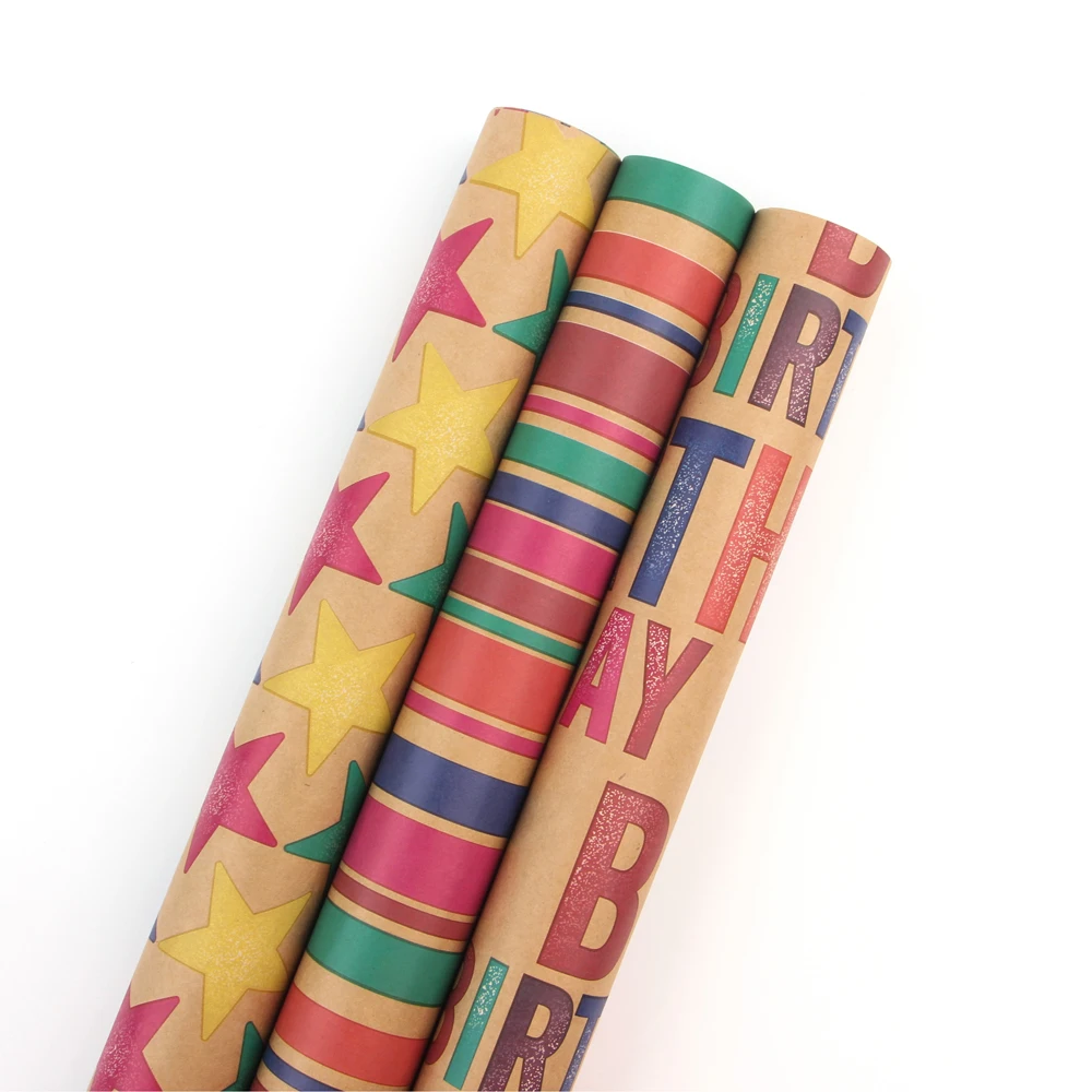 Ribbed Brown Kraft Custom Gift Wrapping Paper For Packing Birthday Gift