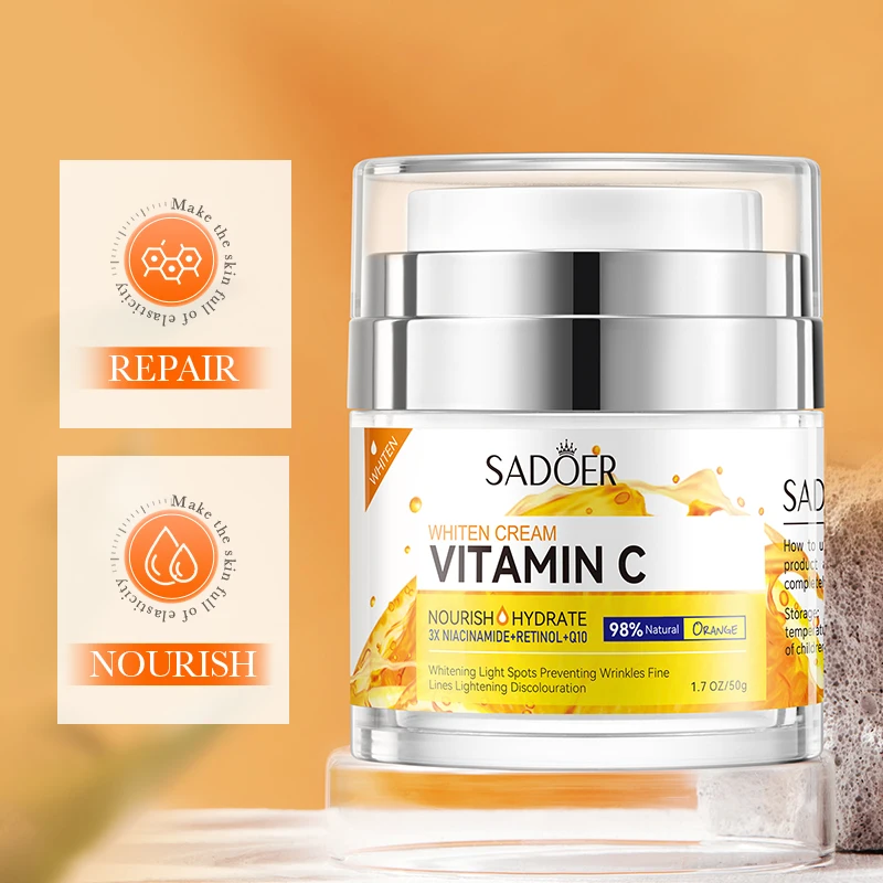 OEM SADOER Private Label Fruits Nourishing Skin Care Products Citrus Vitamin C Anti Aging Moisturizing Brightening Facial Cream