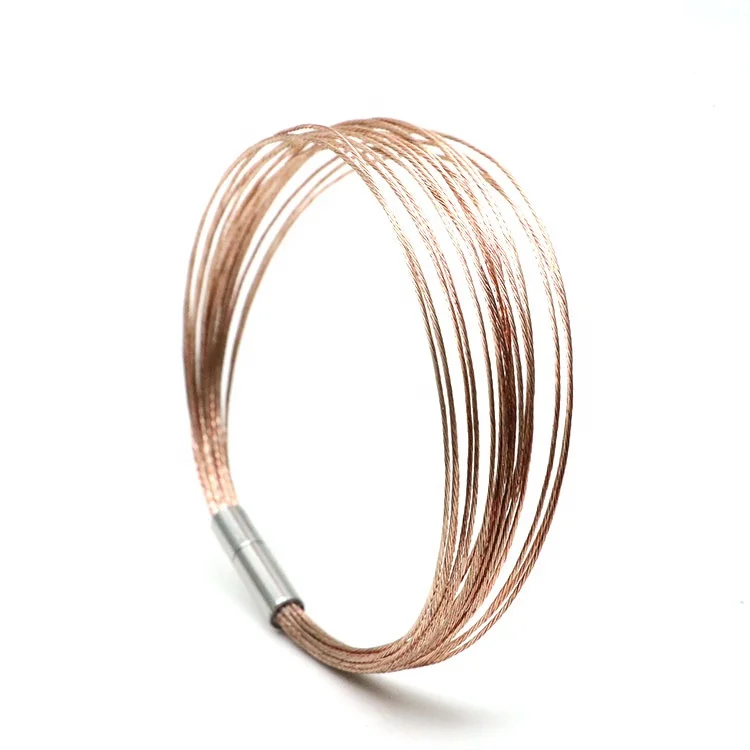 High quality 316L stainless steel cable bracelet twisted cable wire bracelet magnetic clasp