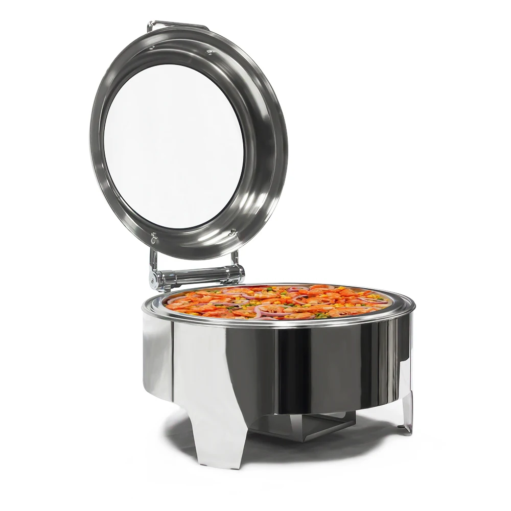 6L Commercial Hotel Restaurant Use Fuel Heating Chafing Dish Buffet Set Round Chaffing Dish