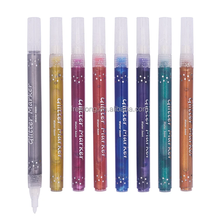 
Professional Manufacture Cheap Permanent Cute Shiny Glitter Ink Marker 8 Color Marker Pen 