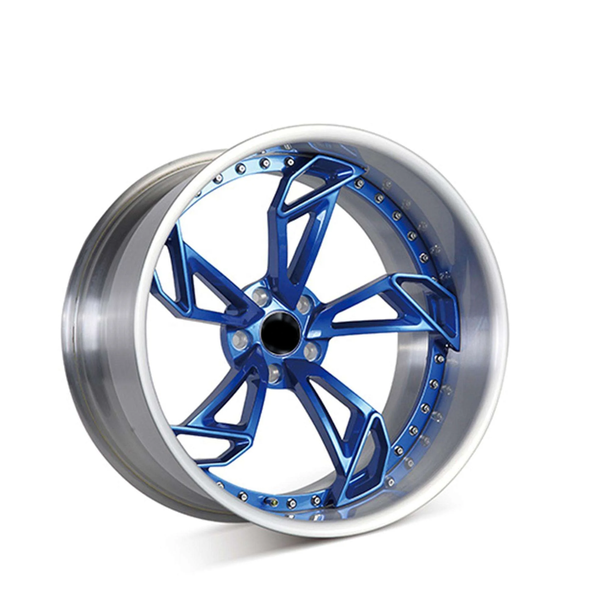 Customized full size wheels 2 piece design 20 inch forged blue wheels sport rim