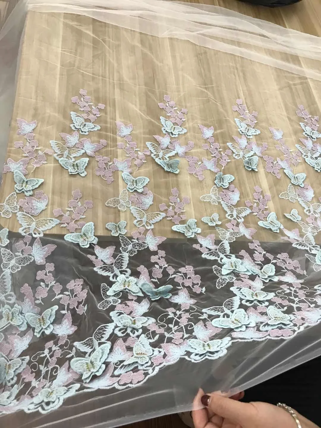 
butterfly high quality milk silk 3d lace fancy wedding dress embroidery fabric 