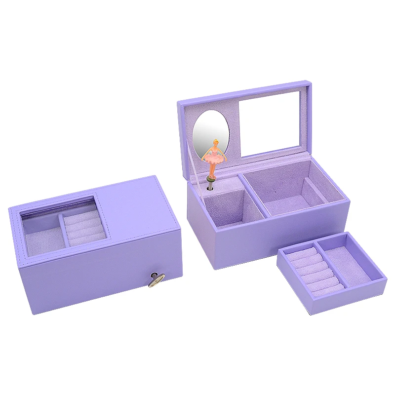 Оптовая продажа, дешевая бархатная детская музыкальная шкатулка в виде карусели для балерины, ожерелья, хранения ювелирных изделий