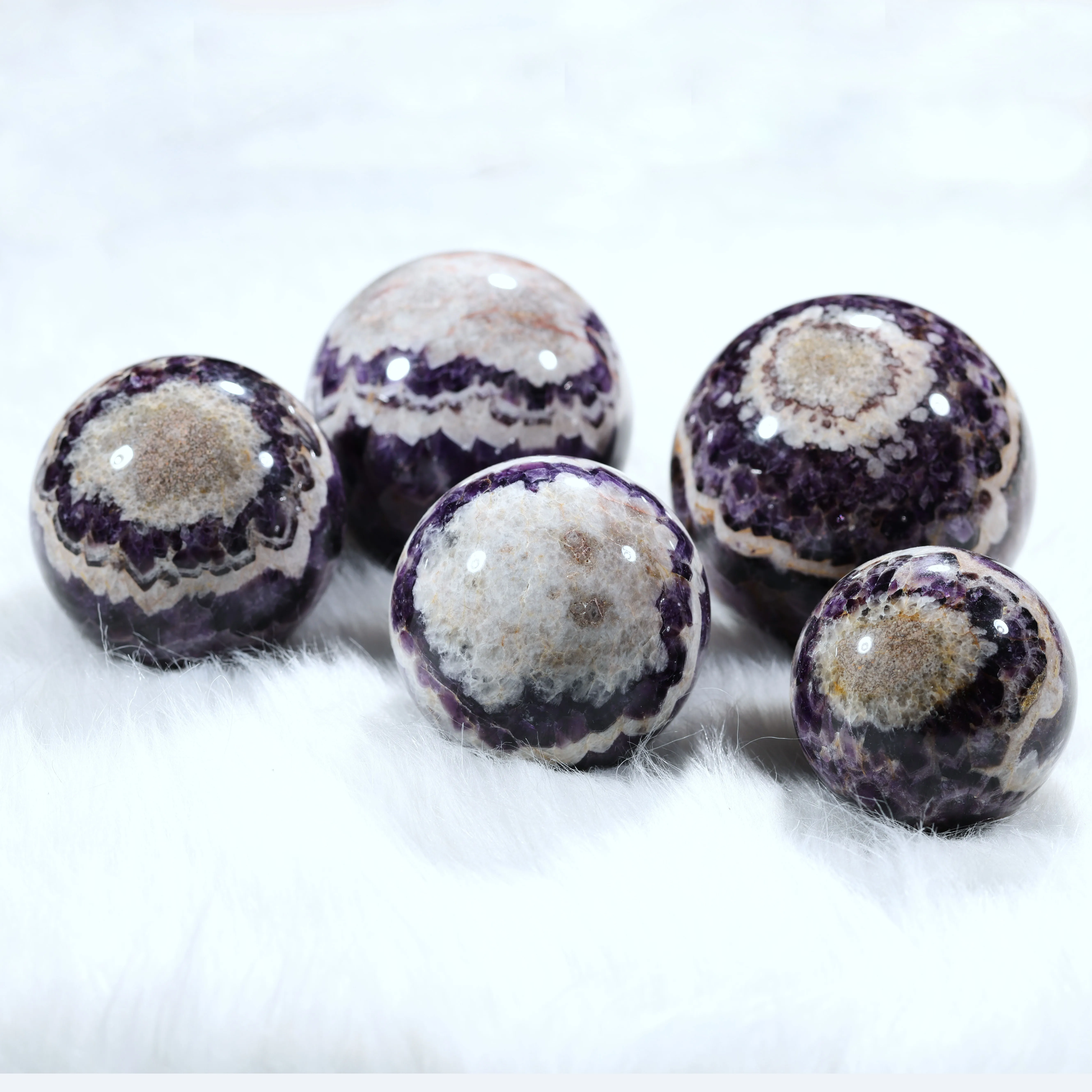 High quality chevron amethyst ball reiki healing stone crystals crafts dream amethyst sphere
