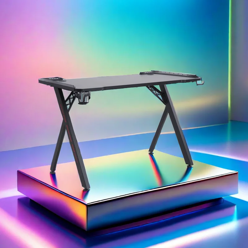 Desktop Home Computer Standing Table Desk Internet Cafe Game with LED