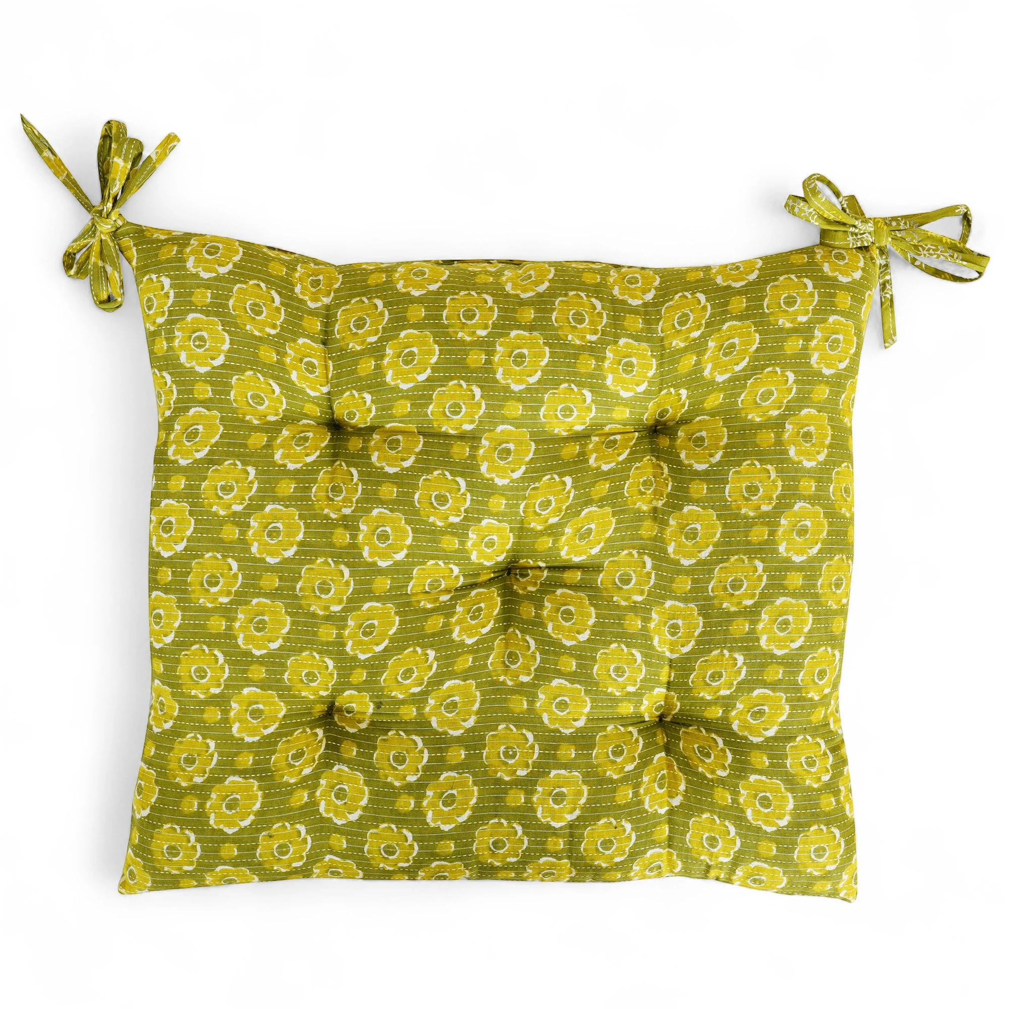 Hand Block Print Cotton Fabric Decorative Printed Chair Pads Chair Cushion Back Support Seat Cushion