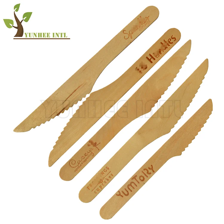 F-S-C Approved Disposable Birch Wood Knife with LOGO Hot Stamped