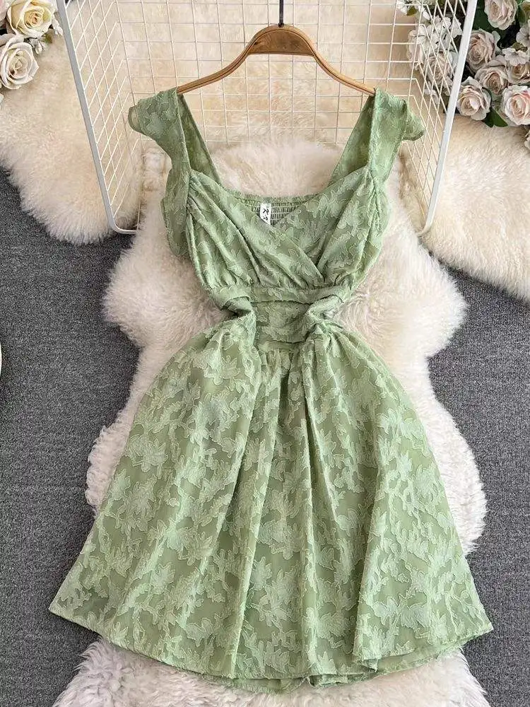 Wholesale summer ink painting printed loose sleeveless A-line fashionable design suspender dress for women