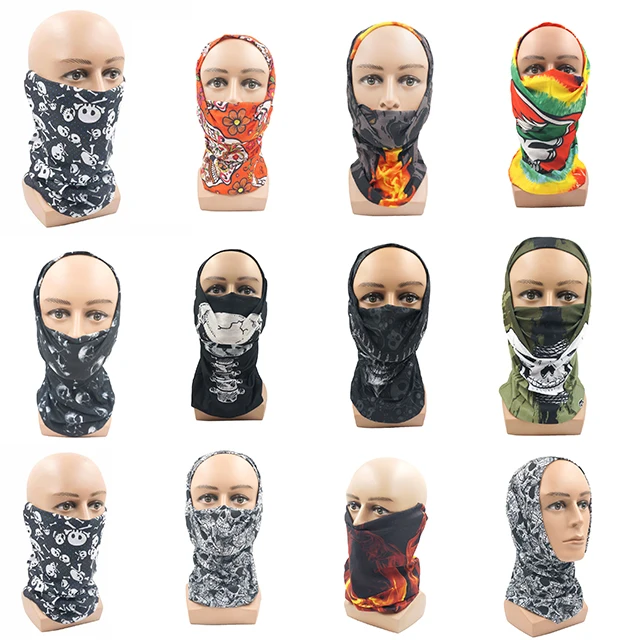Manufacturer Neck Gaiter Pirate Scarf Elastic Balaclava Headbands Head Scarf Windproof Skull Head Wrap for Sports Neck Warmer