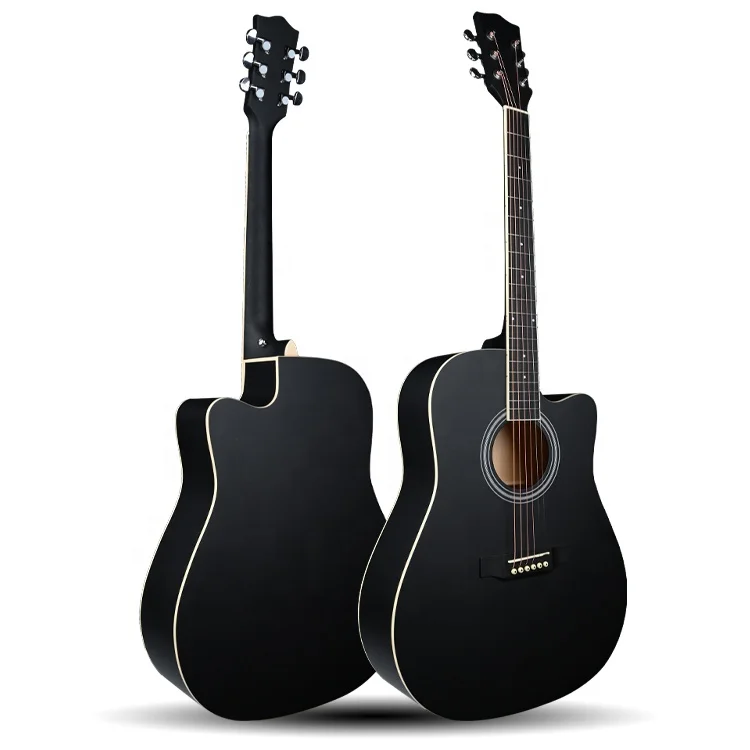 Factory Sale 41 Inch Linden Wood beginner adult acoustic guitar for students logo custom Black Guitar