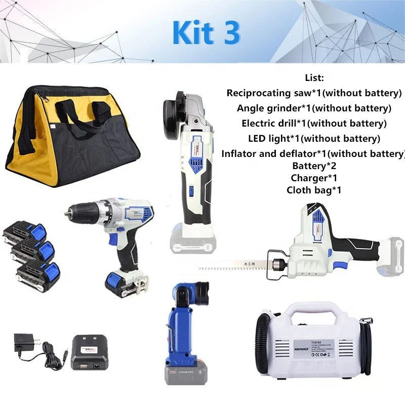 NEWONE 12V Cordless Combo Kit Lithium-Ion Drill Electric with Grinder Grinding for DIY Home Power Tool Sets