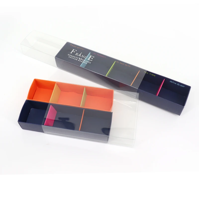 Clear Plastic  Lid And Kraft Drawer Box  Macaron box /chocolate box /pastry box With Logo Customized Packaging Box