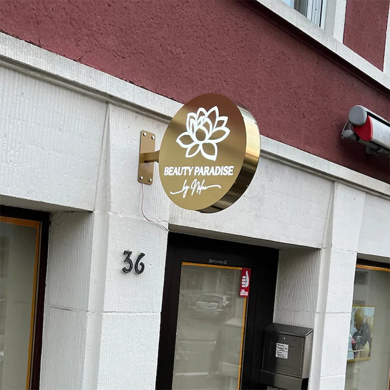 Blade Sign, Double Side Sign, Round Box Store front Sign, Double Side Projecting Light Box, LED Light Box Sign Board