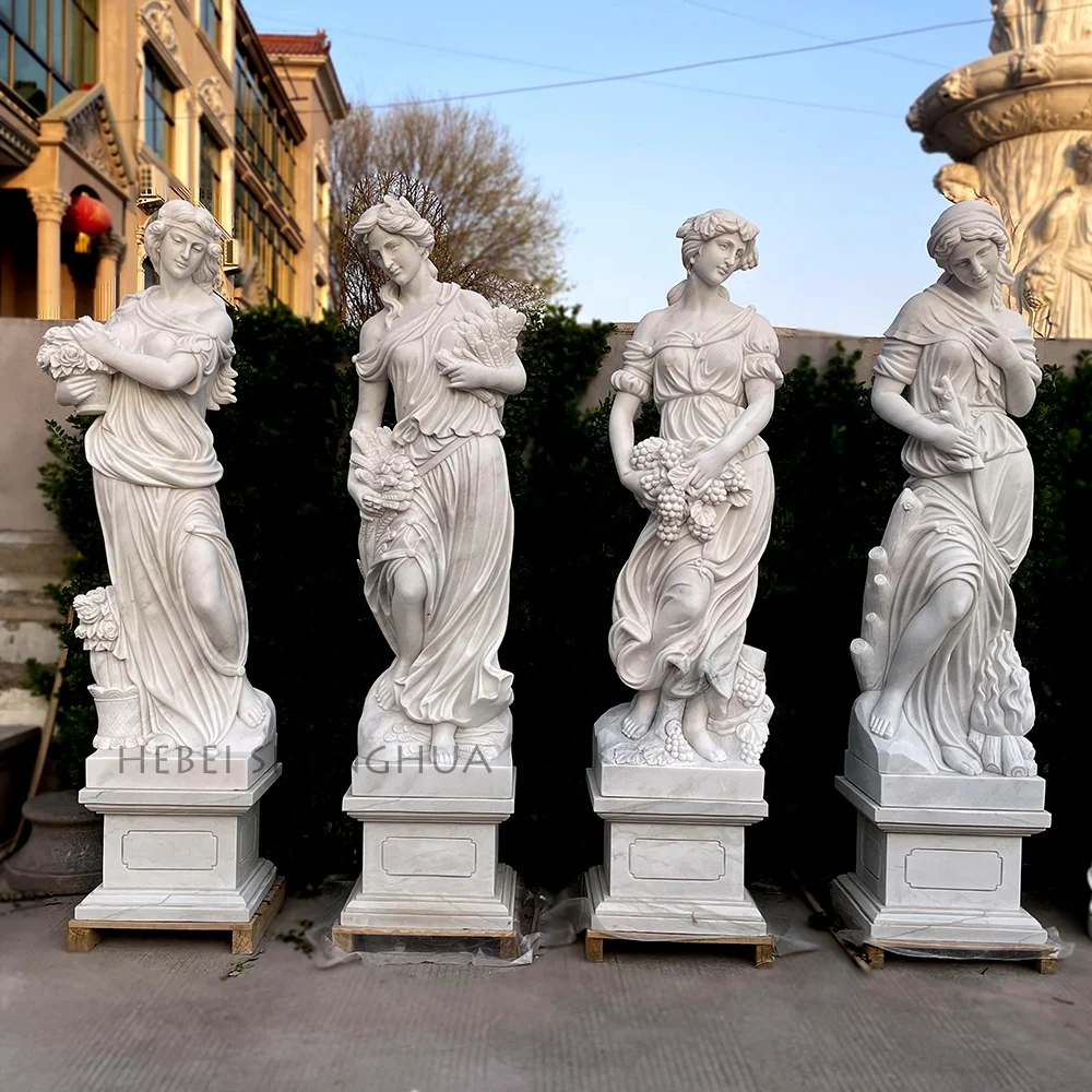Life Szie Garden White Marble FourSeason God Greece Statue For Sale