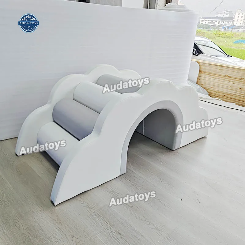 White and Gray Indoor Softplay Playground Equipment Kids Party Rental Mobile Play Area with Wood and Foam for Home Use