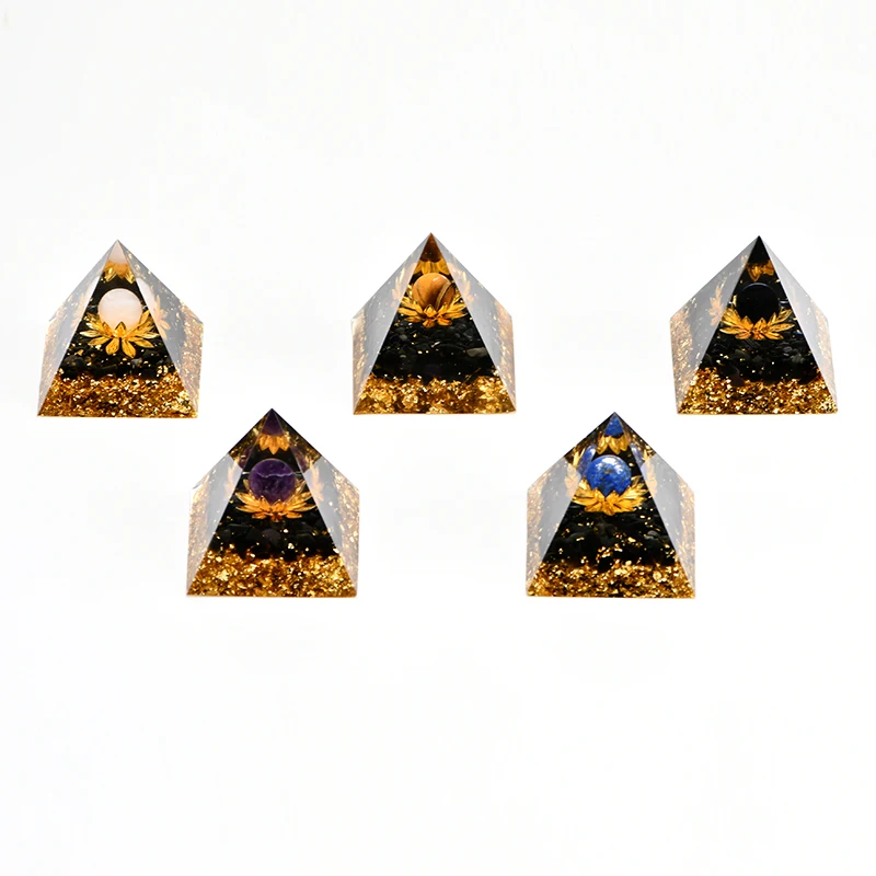 Orgone Pyramids Chakra Orgonite Energy Pyramids Spiritual Crystals Orgonite crystal pyramid with natural gemstones